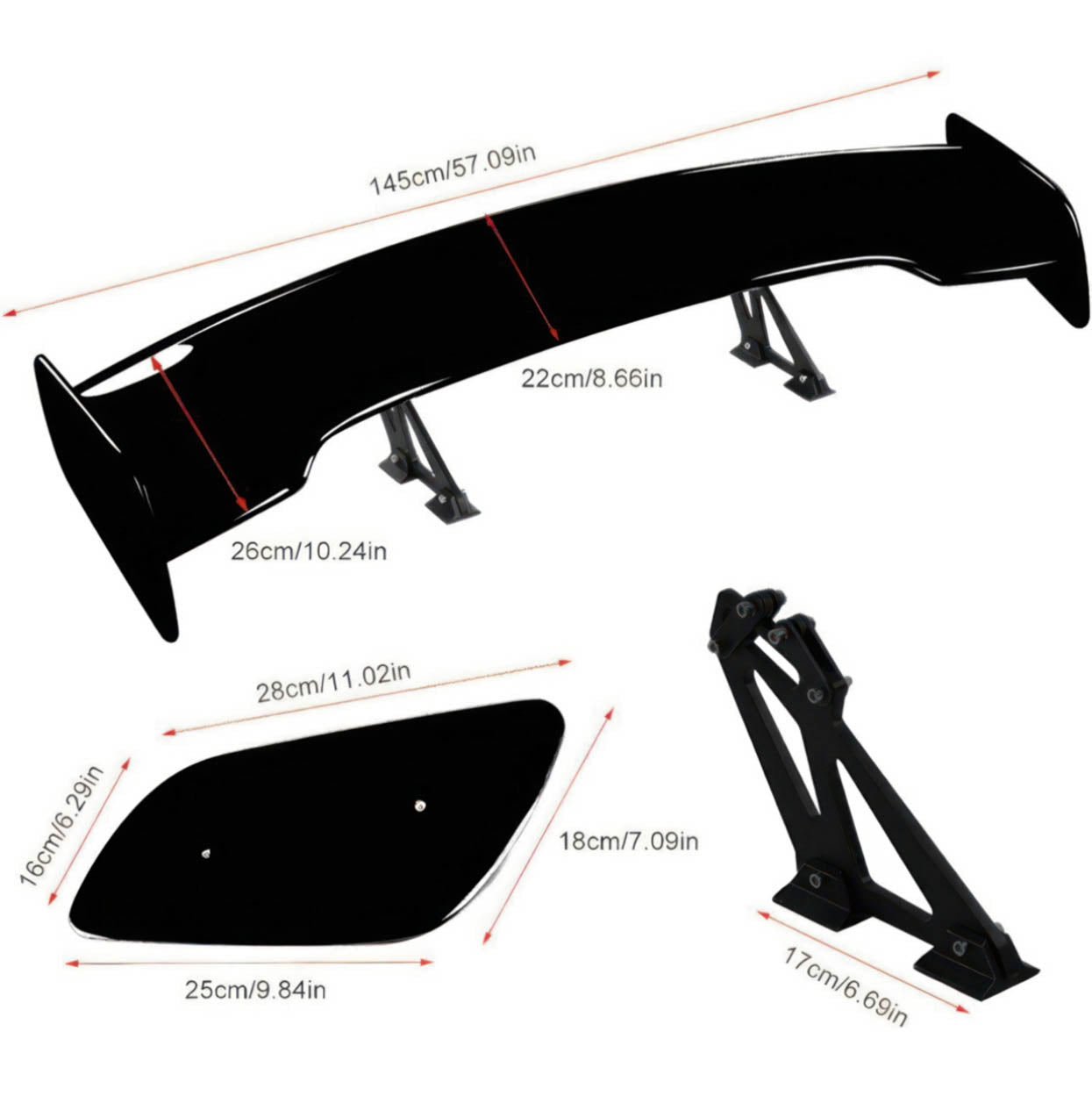 GT Style Universal Wing Spoiler 57''