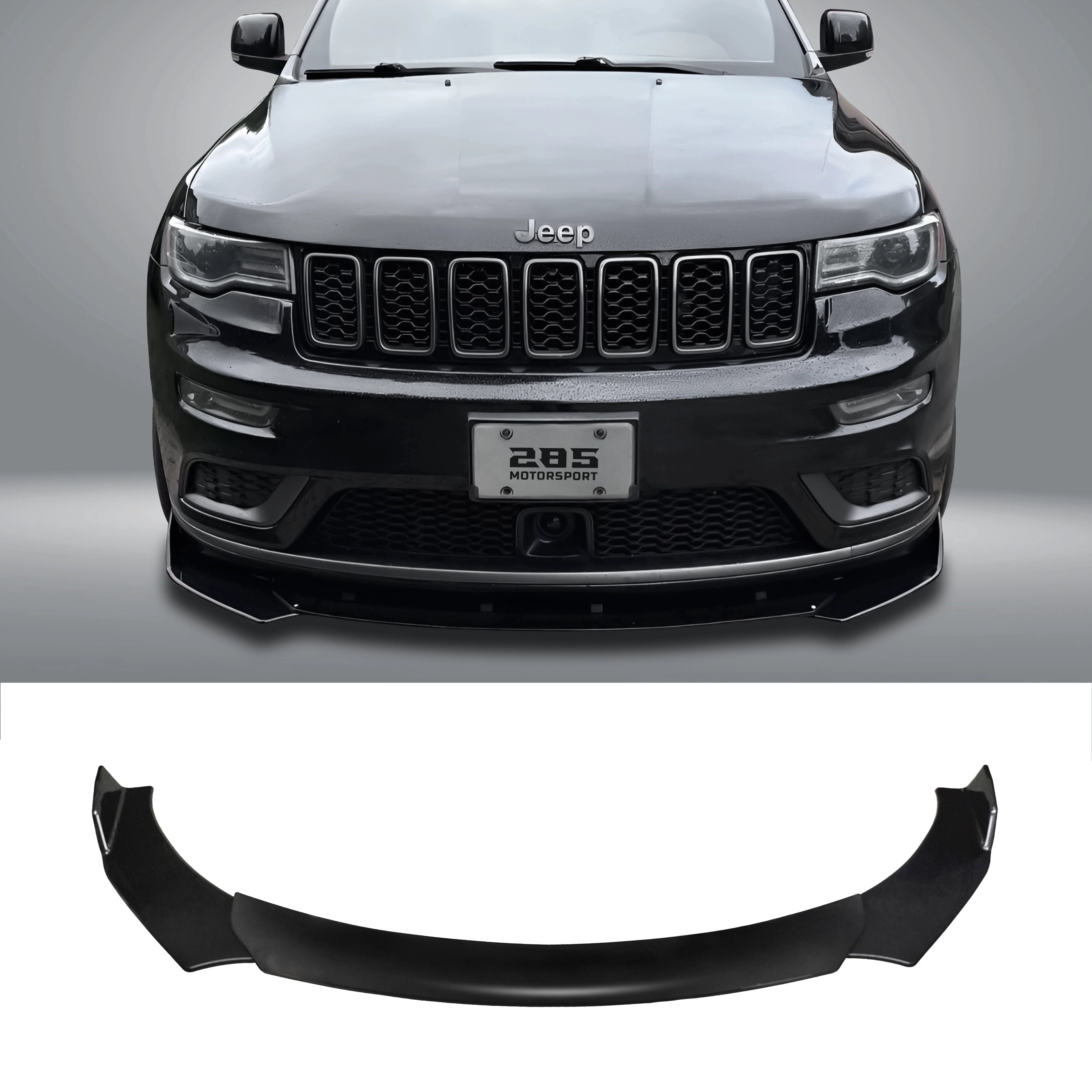 Carbon Fiber Look Front Bumper Lip Splitter – Fits 2014-2021 Jeep Grand Cherokee SRT (3-Piece Kit)