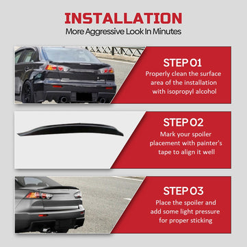2006-2017 Mitsubishi Lancer 9th & 10th Gen Sedan | Duckbill Style Rear Trunk Spoiler - Gloss Black