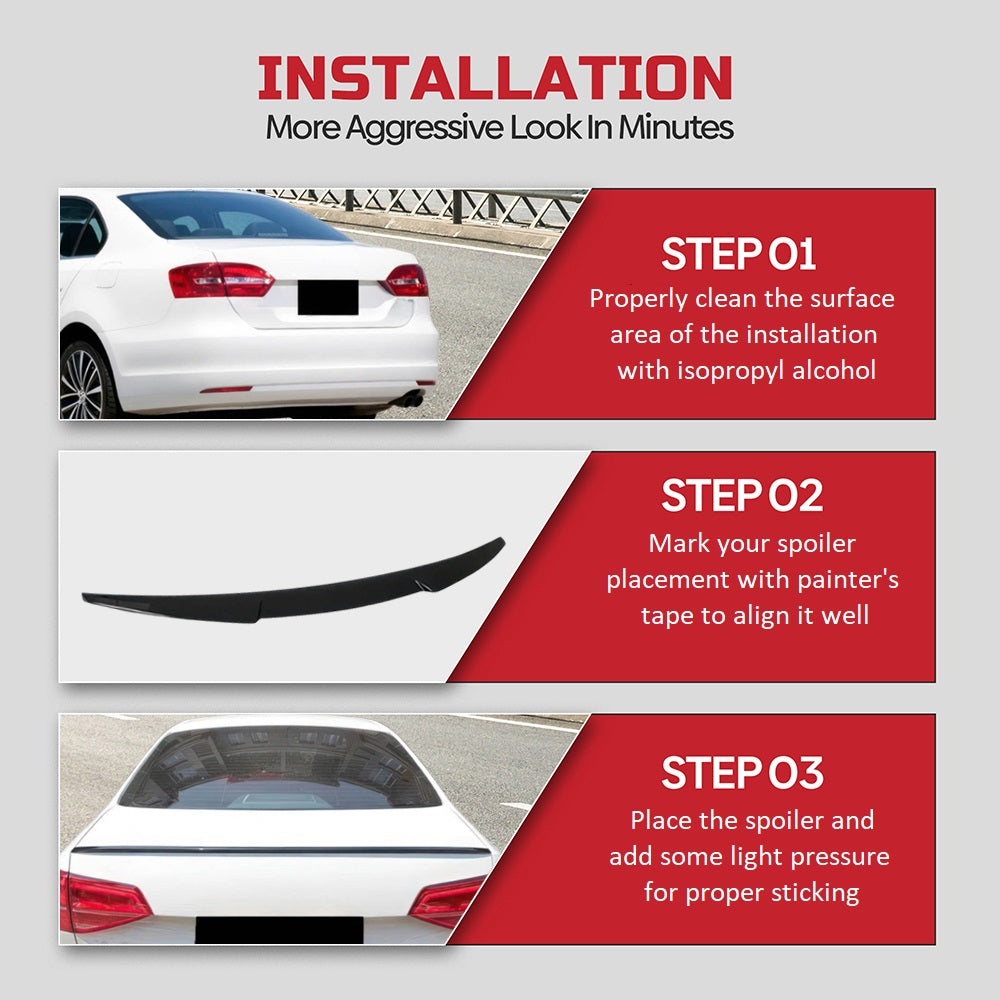 M4 Style Rear Trunk Spoiler - 2011-2018 Volkswagen Jetta Mk6 GLI / R ...