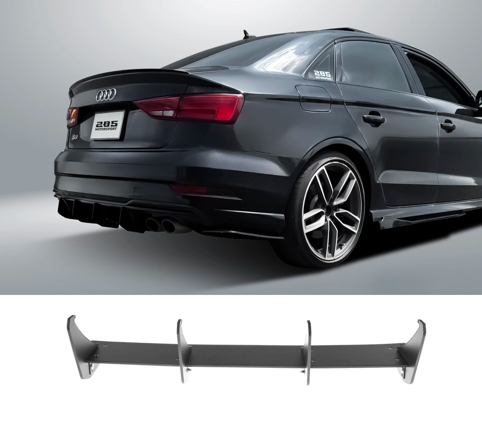 Shark Fin Rear Diffuser - 2015-2020 Audi A3 / A3 S-Line / S3 8V Sedan