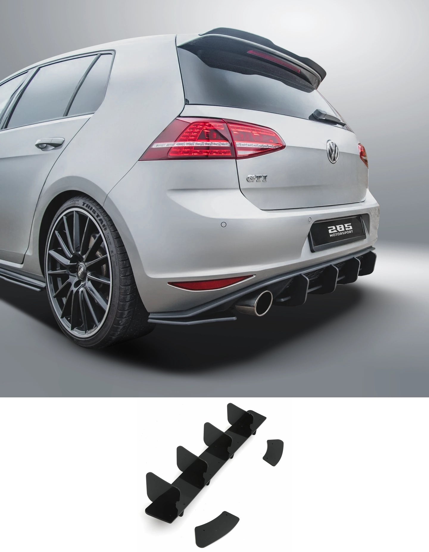Shark Fin Rear Diffuser - 2015-2017 Golf Mk7 GTI