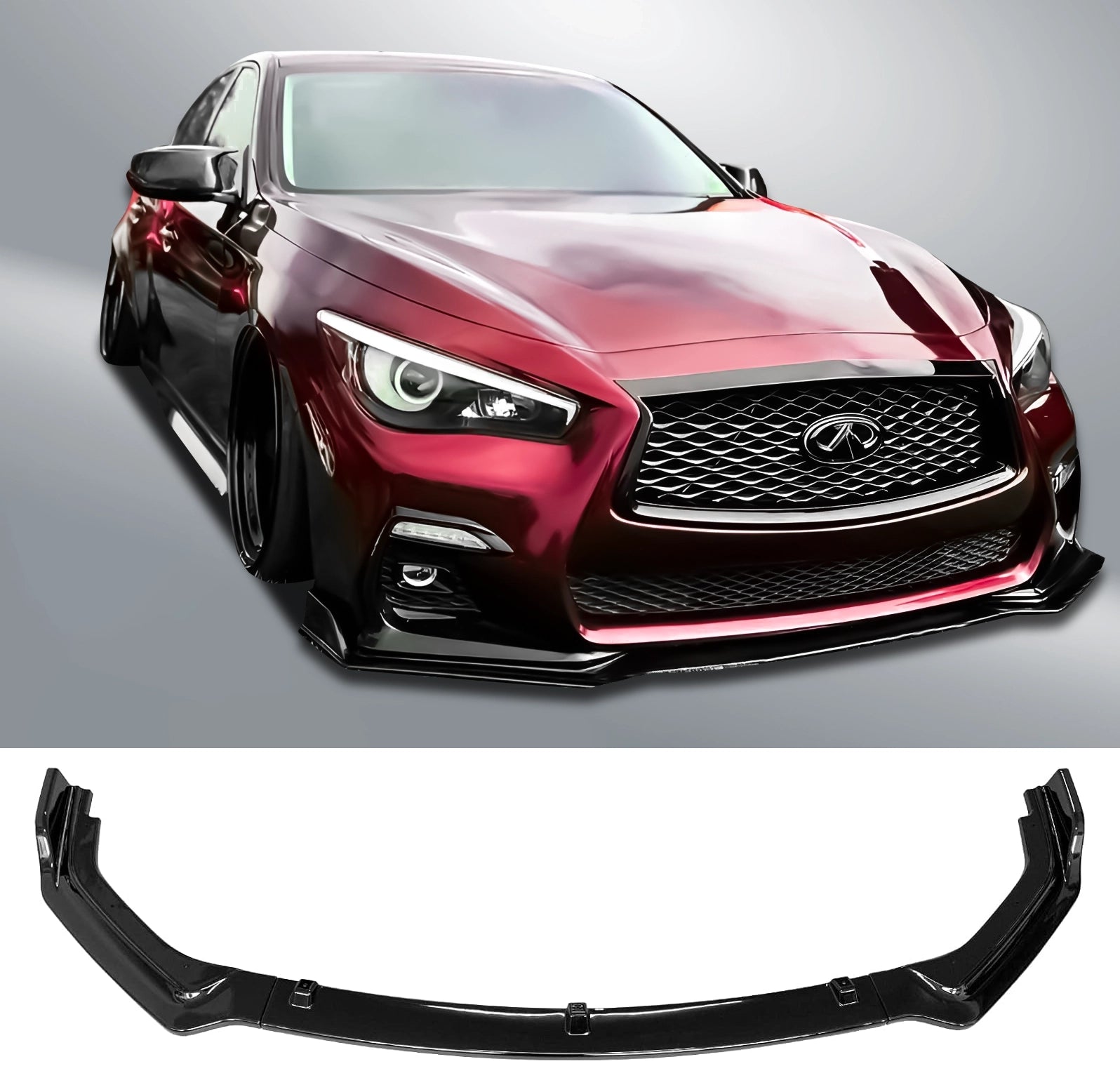 Sport Style Front Lip Splitter - 2018-2024 Infiniti Q50 1st Gen Facelift Sedan