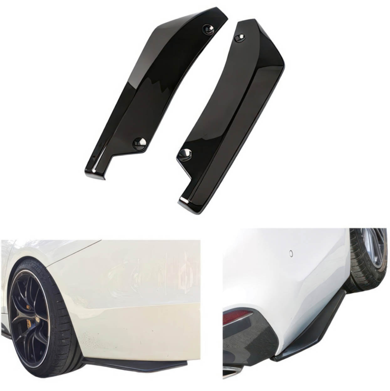 Universal Rear Corner Diffuser Splitters Pair 18cm/7in | Gloss Black